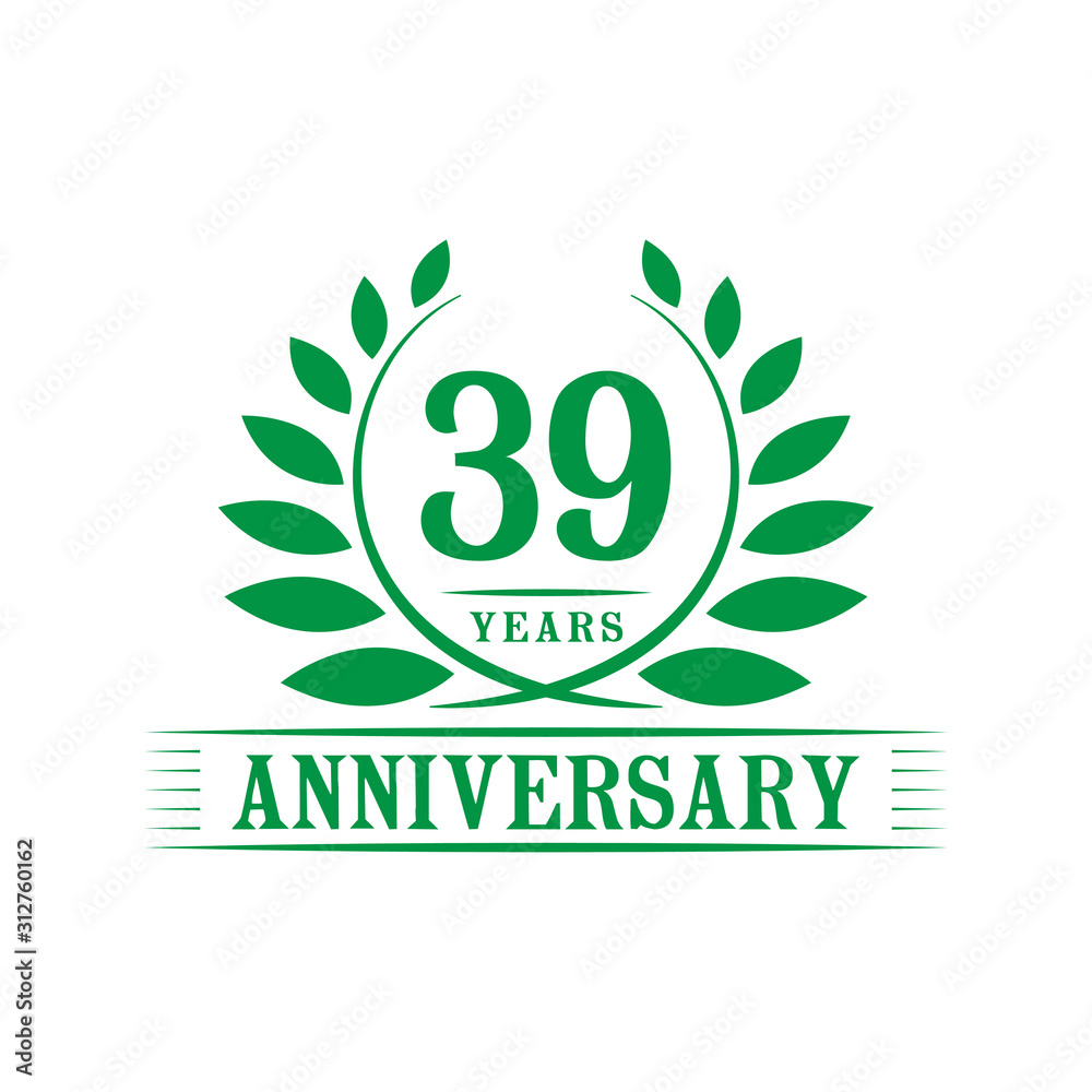 39 years logo design template. Thirty ninth anniversary vector and illustration. 39 years logo design template. Thirty ninth anniversary vector and illustration.