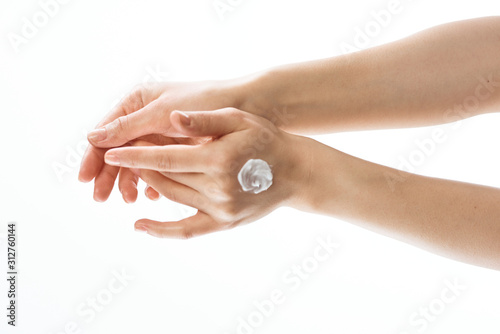 woman hands with french manicure