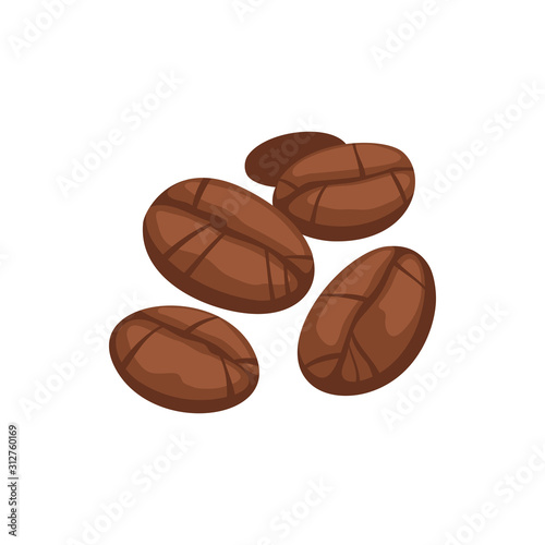 Roasted coffee seeds isolated aromatic brown beans. Vector aromatic grains, espresso ingredients
