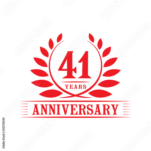 41 years logo design template. Forty first anniversary vector and illustration.