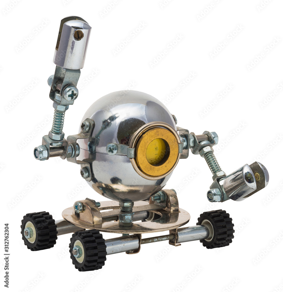 Robot isolated on white. Chrome and steel parts. Robot isolated on white. Chrome and steel parts.
