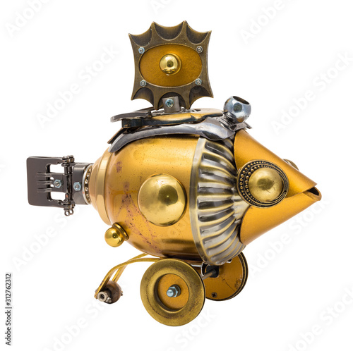 Retro steampunk fish. Bronze and chrome parts.