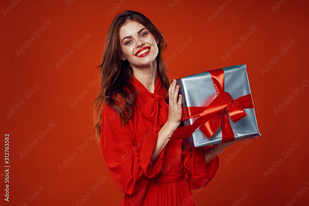 young woman with gift