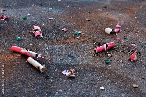 Photography Firework and Celebrating Trash on the streets