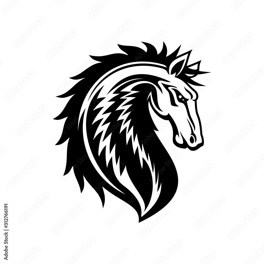 Fototapeta premium Heraldic horse, royal vector equine emblem. Isolated horse stallion head, royal heraldry symbol