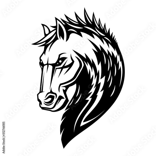 Heraldic horse head and mane icon. Vector royal equine heraldry symbol of Pegasus stallion horse
