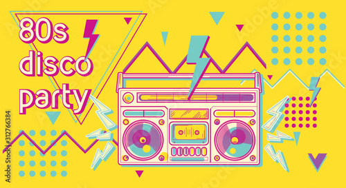 80s disco party funky colorful music design