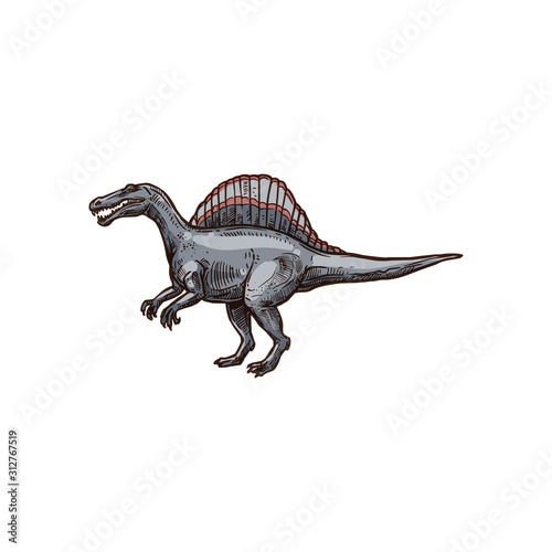 Ankylosauria isolated cartoon armour dinosaur sketch. Vector spinosaurus prehistoric extinct animal