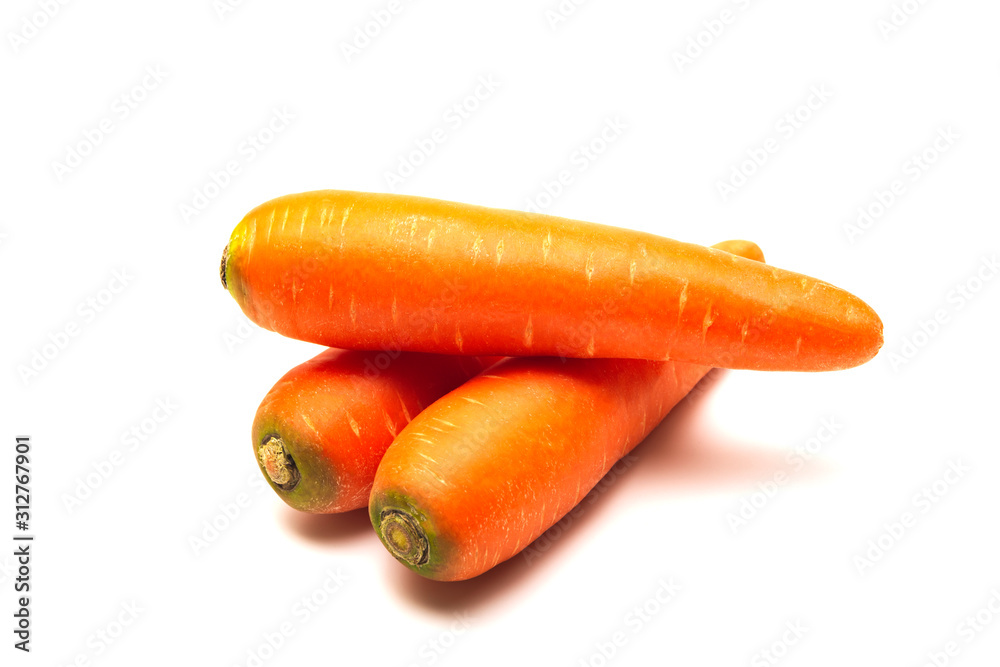 Fresh carrots isolated on white background. Close up of Carrots. Fresh carrots isolated on white background. Close up of Carrots.