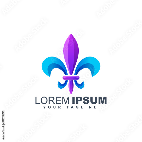 Colorful fleur de lis abstract logo design template