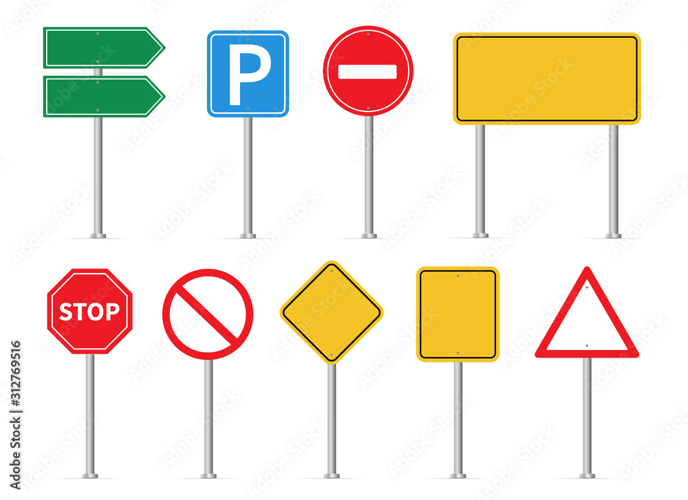 Road signs set. Vector illustration. on white background Road signs set. Vector illustration. on white background