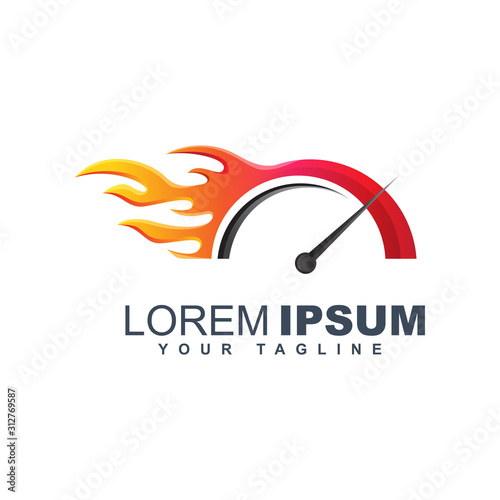 Colorful speedometer abstract logo design template