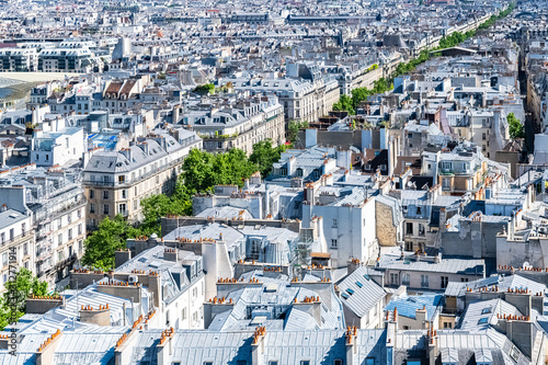 Photography Paris, typical zinc roofs, aerial view of the city in the center