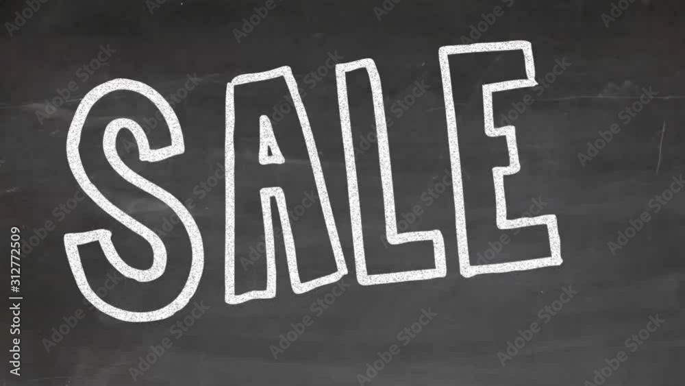 Handmade Animation Of Sale On Black Chalkboard Handmade Animation Of Sale On Black Chalkboard