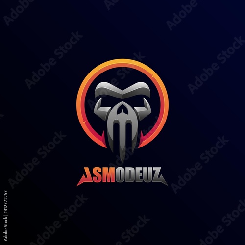 Vector Logo Illustration Abstract Geometric Skull Devil Beast Futuristic Emblem Badge Style
