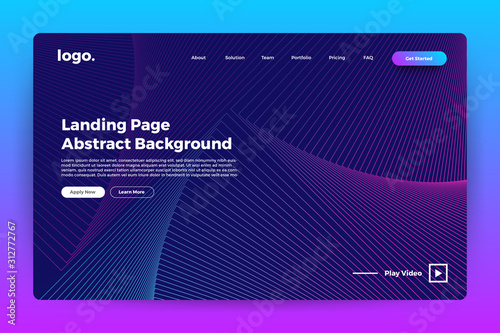 Landing page website mockup abstract background. Vivid bright gradient wave form. Concept dynamic graphic shape. Vector illustrate.