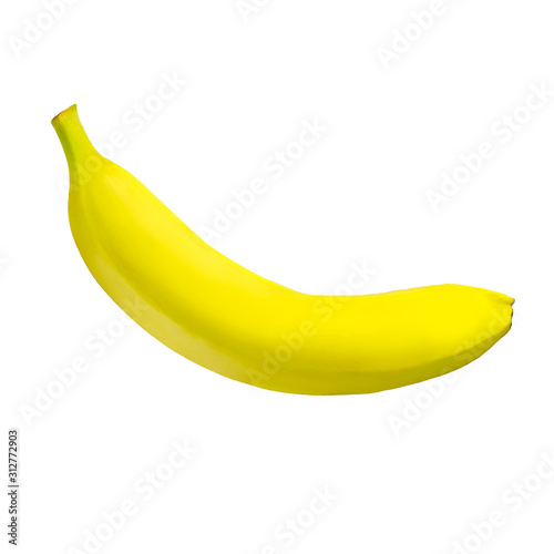 ripe yellow banana on an isolated white background
