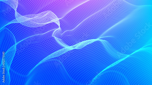 Light Blue Digital Sound wave background,Wavy Particle Surface and earthquake Wave concept design,vector Illustration.