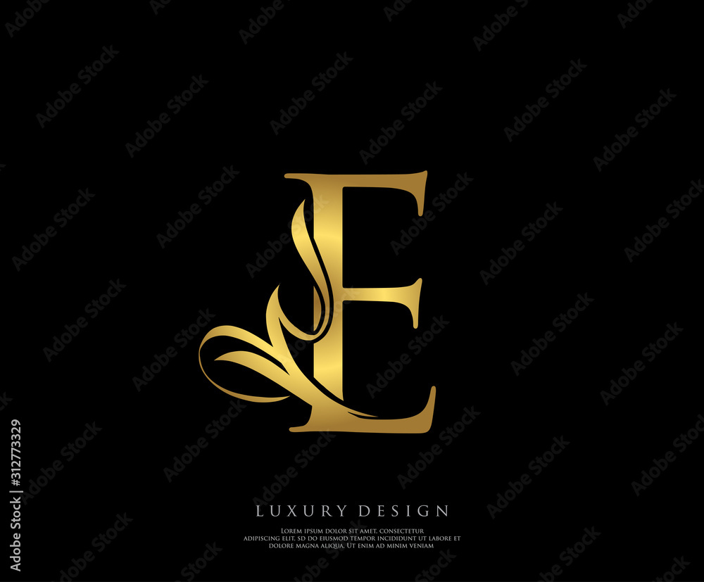 Golden E Luxury Logo Icon, Classy E Letter Logo Design. Golden E Luxury Logo Icon, Classy E Letter Logo Design.