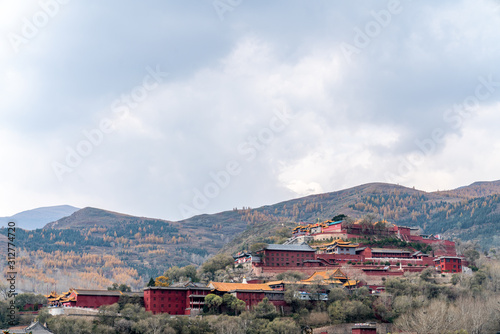 Buddhist temple construction in wutai mountain scenic spot photo