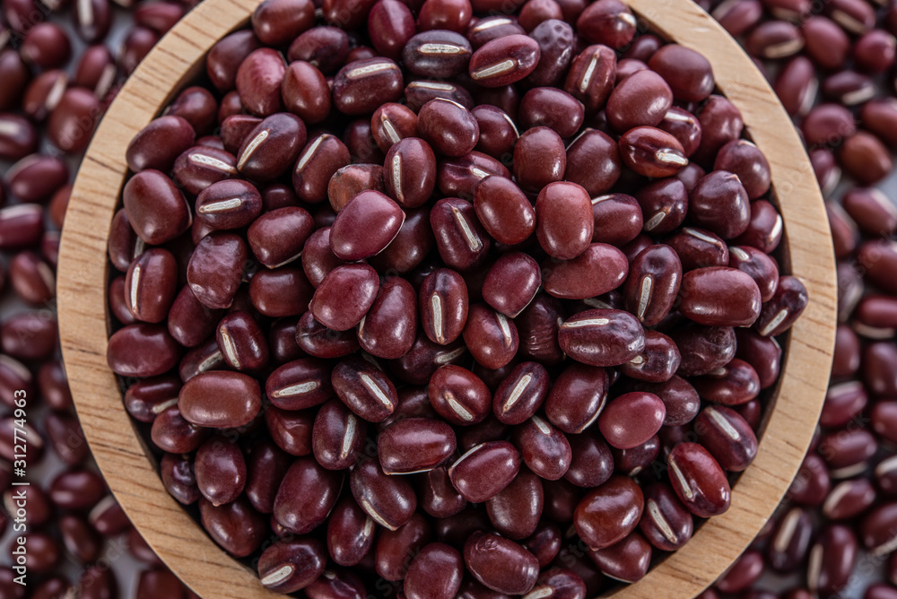 Adzuki beans in wooden bowl Adzuki beans in wooden bowl