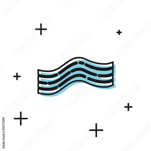 Black Bacon stripe icon isolated on white background. Vector Illustration