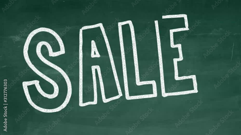 Handmade Animation Of Sale On Green Chalkboard Handmade Animation Of Sale On Green Chalkboard