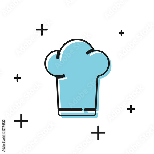 Black Chef hat icon isolated on white background. Cooking symbol. Cooks hat. Vector Illustration