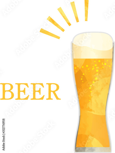 生ビール_ビール_切り絵風_グラス_ベクター_イラスト_ドリンク_お酒_アルコール