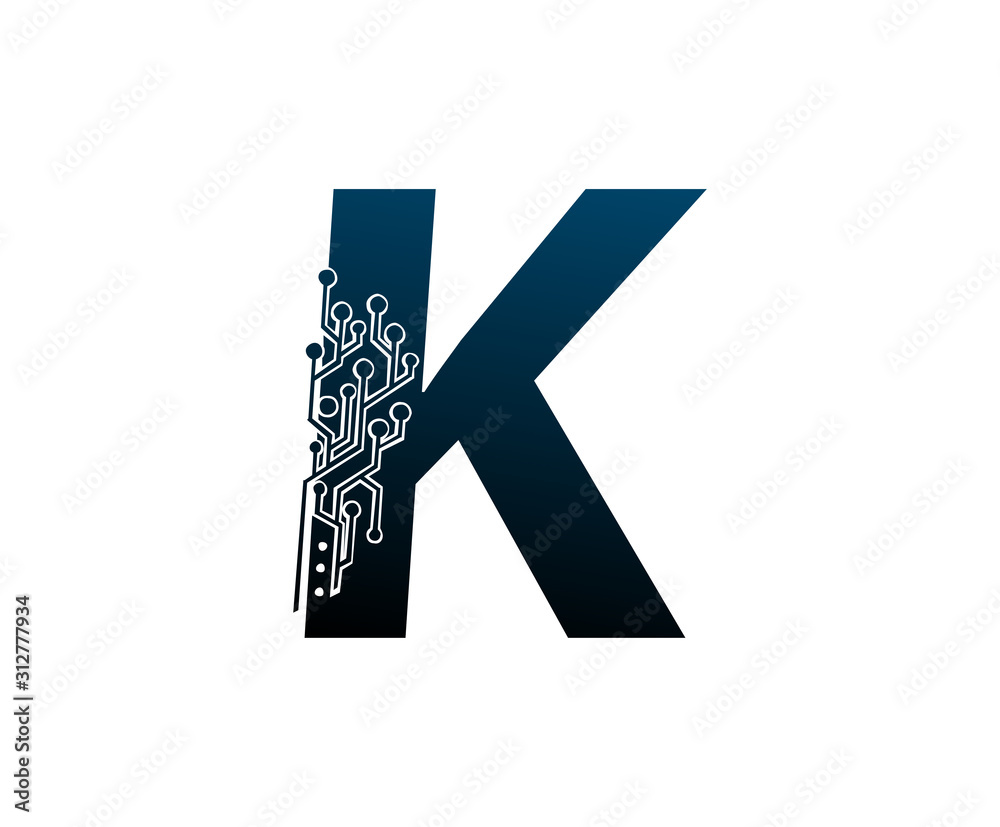 K Letter Digital Network , Initial K Technology and digital abstract line connection vector logo. K Letter Digital Network , Initial K Technology and digital abstract line connection vector logo.
