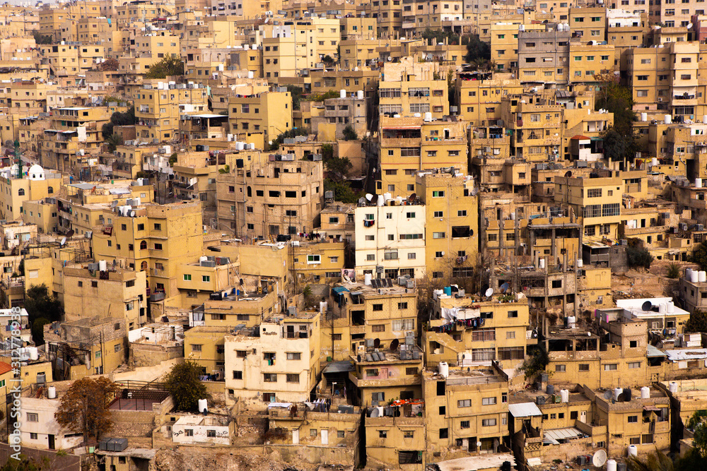 Aerial view of Amman city the capital of Jordan. City scape of Amman.