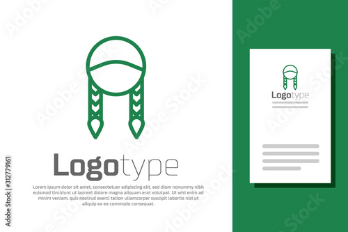 Green line Braid icon isolated on white background. Logo design template element. Vector Illustration