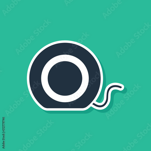 Blue Dental floss icon isolated on green background. Vector Illustration