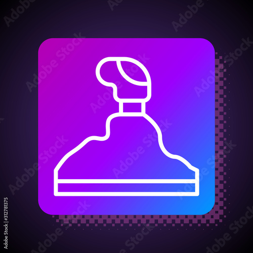 White line Gear shifter icon isolated on black background. Transmission icon. Square color button. Vector Illustration