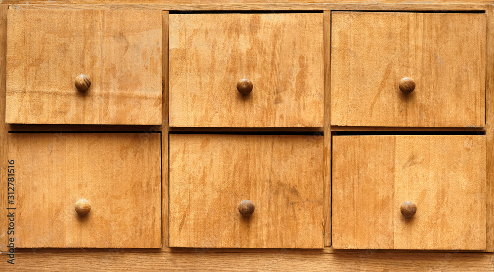 Old hand-made closet with pullout drawers Old hand-made closet with pullout drawers