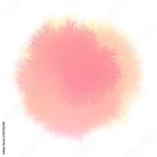 Abstract background:  pink and yellow water color drop on white background 