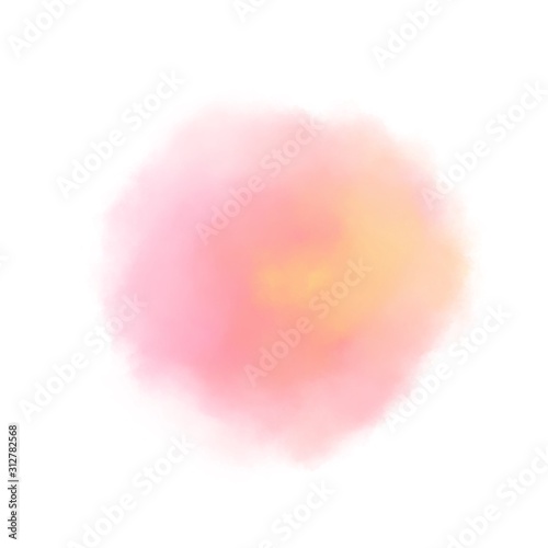 Abstract background:  pink and yellow water color drop on white background 