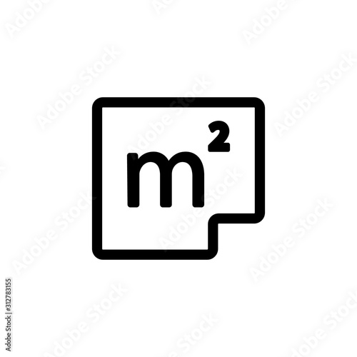 square meter icon vector. A thin line sign. Isolated contour symbol illustration