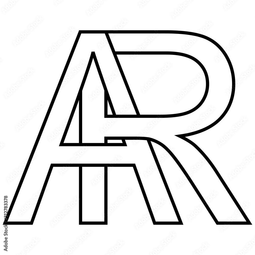 Logo sign ar, ra icon sign interlaced letters A,R vector logo ar, ra ...