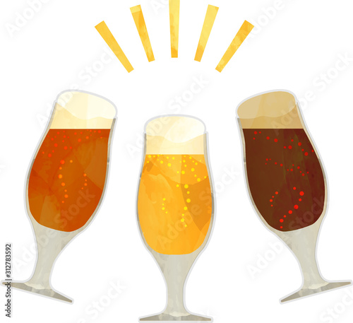 クラフトビール_黒ビール_ご当地ビール_地ビール_グラス_ベクター_イラスト_お酒_アルコール_乾杯