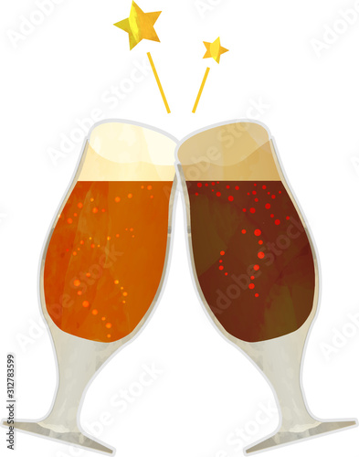 クラフトビール_黒ビール_ご当地ビール_地ビール_グラス_ベクター_イラスト_お酒_アルコール_乾杯