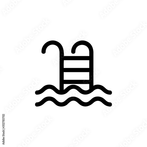 Stairs to the pool icon vector. A thin line sign. Isolated contour symbol illustration