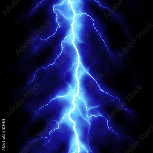powerful lightning bolt at night