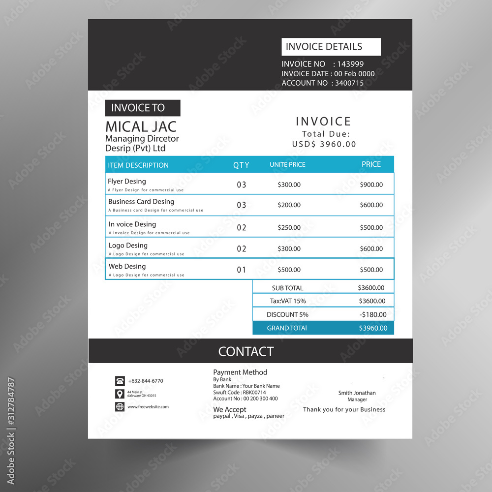 Invoice minimal design template. Bill form business invoice accounting. Invoice minimal design template. Bill form business invoice accounting.