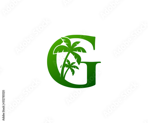 G Letter Green Palm Logo Icon
