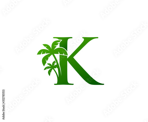K Letter Green Palm Logo Icon