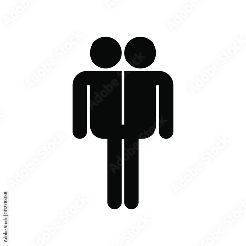Siamese twins Icon vector. Simple flat icon. Illustration pictogram