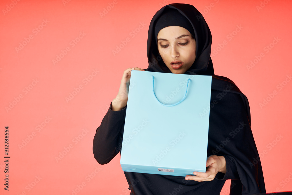 young woman with a card young woman with a card