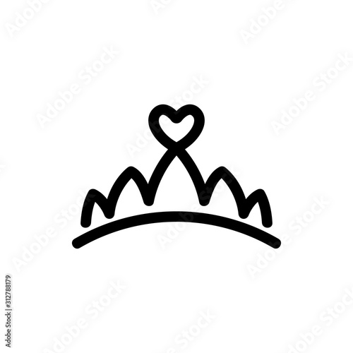 Crown princess icon vector. A thin line sign. Isolated contour symbol illustration