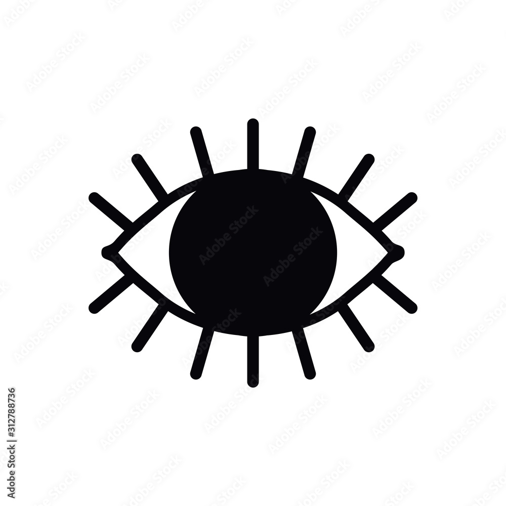 Open eye line icon on white background. Look, see, sight, view sign and symbol. Vector linear graphic element. Optical and search theme in minimal design style. Eye with eyelashes.